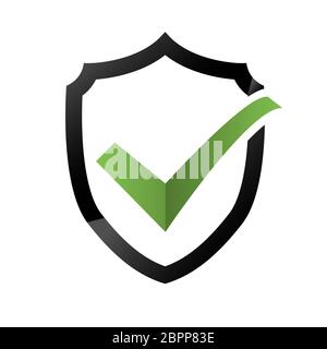 Icona di controllo di sicurezza, logotipo di protezione, cartello di protezione isolato su sfondo bianco. Logo Mark Approved, simbolo Guard, set di privacy del sistema Foto Stock