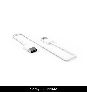 Il 3D rendering di USB4 cavo isolato su sfondo bianco Foto Stock