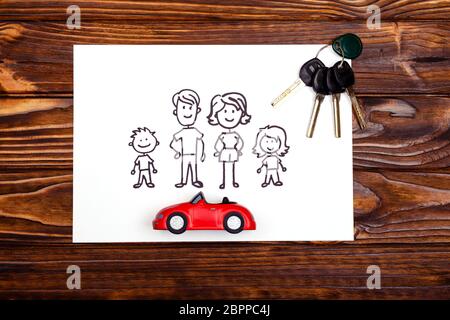 Vacanza in famiglia in auto in un telaio. Il concetto della famiglia. Foto Stock