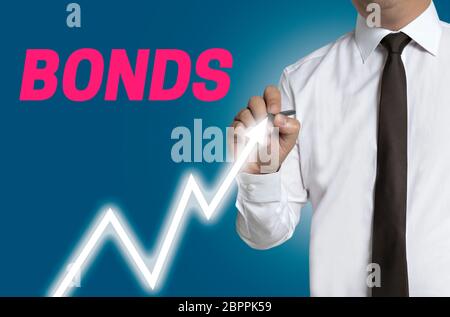 Bonds trader aspira il prezzo di mercato sul touchscreen. Foto Stock