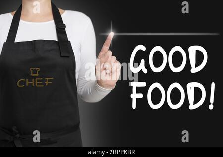 Buon cibo il touchscreen è gestito dallo chef. Foto Stock