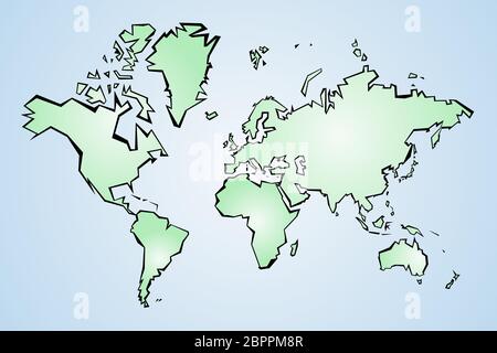 Mappa del mondo basso profilo poly - acuto stile geometrico poligonale semplice vettore. Illustrazione Vettoriale