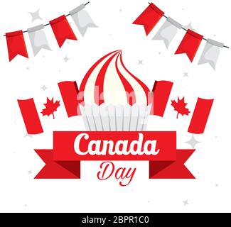buon giorno in canada con cupcake e decorazione Illustrazione Vettoriale