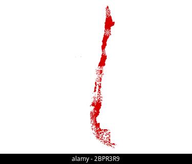 Mappa di Cile con i fiocchi di neve Foto Stock