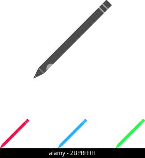 Icona a forma di matita piatta. Pittogramma a colori su sfondo bianco. Simbolo di illustrazione vettoriale e icone bonus Illustrazione Vettoriale