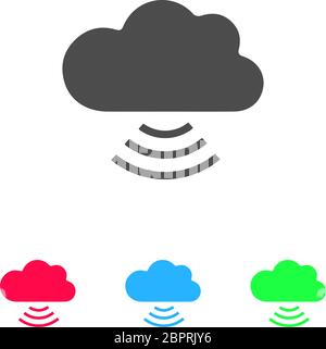 Icona del cloud Wi-Fi piatta. Pittogramma a colori su sfondo bianco. Simbolo dell'illustrazione vettoriale e icone di bonus Illustrazione Vettoriale