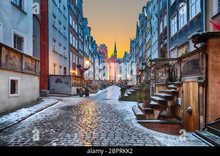 Vecchia strada europeo Mariacka in Gdansk, Polonia. Foto Stock