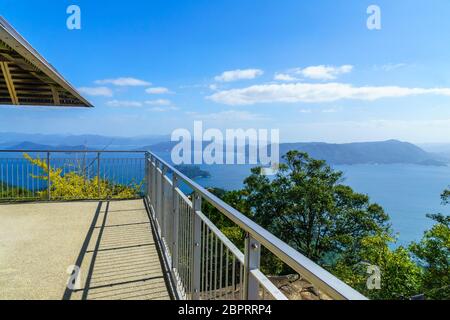 Vista dell'Osservatorio del Monte Misen, sull'Isola di Miyajima (Itsukushima), Giappone Foto Stock