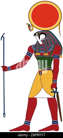 Antichi egizi ra amungod illustrazione di Sun Foto Stock