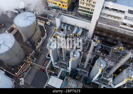 A Kwa WAN, Hong Kong, 29 gennaio 2019: Stabilimento di produzione di gas Foto Stock