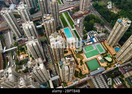 Tuen Mun, Hong Kong, 09 settembre 2018:- edificio di Hong Kong dall'alto Foto Stock