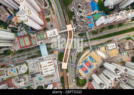 Tin Shui Wai, Hong Kong, 26 agosto 2018:- Vista dall'alto della città di Hong Kong Foto Stock