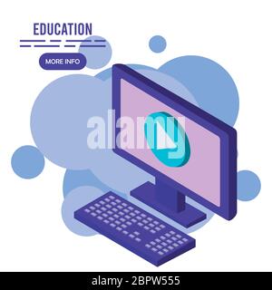 informatica desktop education tecnologia online Illustrazione Vettoriale