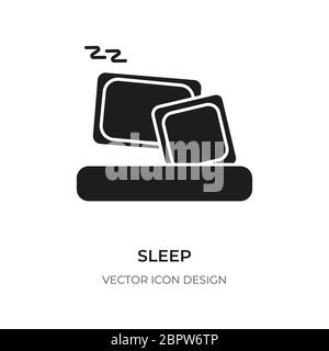 Icona del glifo della sospensione. Modello grafico a forma piatta per logo, app, interfaccia utente. Simbolo di riposo semplice, silhouette con pittogramma. Moderno letto grafico, cuscino di primo piano. Isolato su illustrazione vettoriale bianca Illustrazione Vettoriale
