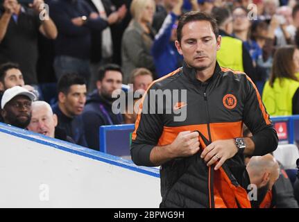 LONDRA, INGHILTERRA - 17 SETTEMBRE 2019: Frank Lampard, manager del Chelsea, ha ritratto la partita H del gruppo UEFA Champions League 2019/20 tra il Chelsea FC (Inghilterra) e Valencia CF (Spagna) a Stamford Bridge. Foto Stock