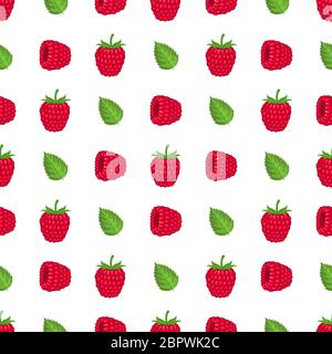 Lamponi interi esotici freschi e luminosi con foglie isolate su sfondo bianco. Frutta estiva per uno stile di vita sano. Frutta biologica. Stile cartone animato. VEC Illustrazione Vettoriale