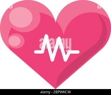 disegno dell'onda cardiaca ed elettrocardiogramma su sfondo bianco Illustrazione Vettoriale