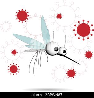 Le zanzare sono portatori di infezioni. Insetti alati. zanzara di insetto, zanzara e peste illustrazione per olio repellente, spray e macchie pubblicitarie, poster Illustrazione Vettoriale