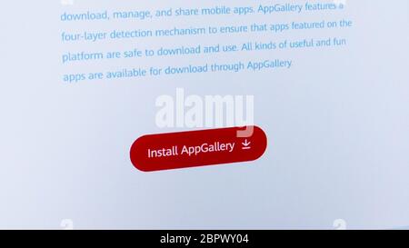 Gyor Ungheria 05 19 2020: Il sito ufficiale della Huawei AppGallery. Foto Stock