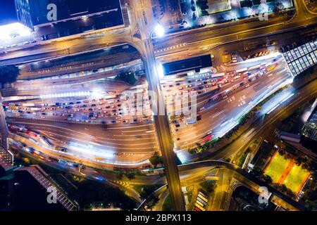 Hung Hom, Hong Kong 05 settembre 2018:- Vista dall'alto del tunnel del porto di attraversamento Foto Stock