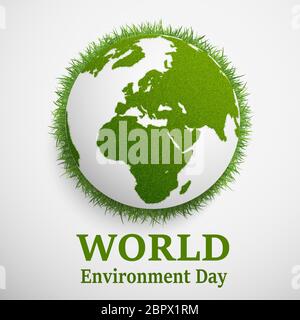 Concetto di Giornata Mondiale dell'ambiente. Terra verde. Illustrazione vettoriale della Giornata Mondiale dell'ambiente Illustrazione Vettoriale