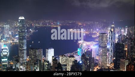 Victoria Peak, Hong Kong 06 novembre 2018:- Hong Kong città di notte Foto Stock