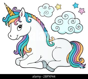 Immagine con tema unicorno stilizzato 2 - illustrazione dell'immagine. Foto Stock