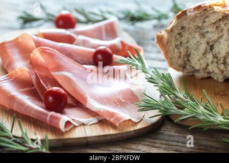 Fette di prosciutto o Foto Stock