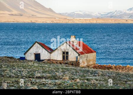 Fattoria abbandonata resti in Islanda Foto Stock