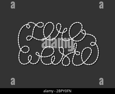 Zero sprechi. Lettere. Le lettere sono costituite da una riga chiusa. Calligrafia. Tipografia. Può essere utilizzato per la direzione, l'imballaggio, la copertina, la stampa su abiti. Ve Foto Stock