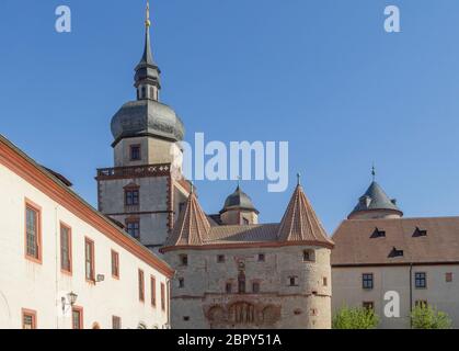 Dettaglio idilliaca della Fortezza di Marienberg vicino a Würzburg in Franconia, un area bavarese in Germania Foto Stock