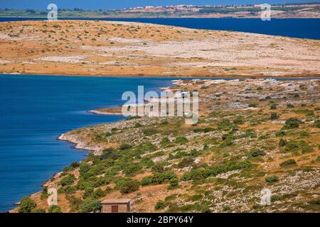 Zona di Zara pietra paesaggio deserto vicino a Isola Zecevo, Dalmazia regione della Croazia Foto Stock