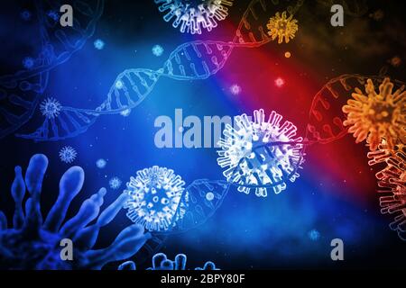 Primo Piano Di Unanimazione Di Alcuni Fili Luminosi, Immagine Dellacido  Nucleico, Epidemico, Medico Immagine di sfondo per il download gratuito