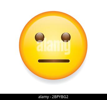 Emoticon di alta qualità su sfondo bianco . Emoji viso dritto con occhi e bocca. Emotji giallo viso vettoriale illustrazione.elementi di chat popolari. Illustrazione Vettoriale