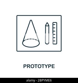 Icona prototipo della collezione di stampa 3d. Semplice icona di prototipo di linea per modelli, web design e infografiche Illustrazione Vettoriale