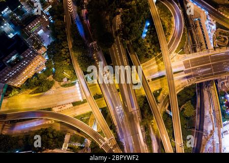 Hung Hom, Hong Kong, 05 settembre 2018:- vista dall'alto verso il basso del tunnel del porto Foto Stock