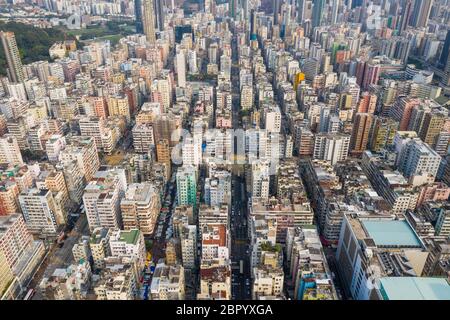 Sham Shui po, Hong Kong, 19 marzo 2019: Vista aerea della città di Hong Kong Foto Stock
