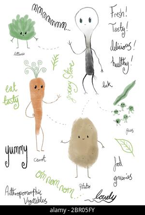 simpatico vegetale antropomorfo e testo Foto Stock