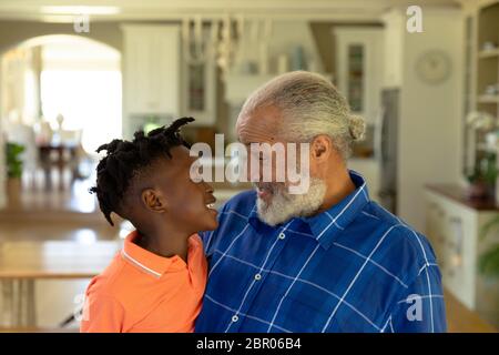 Uomo di razza misto senior con suo nipote Foto Stock