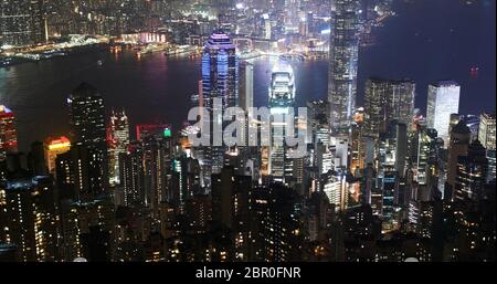 Victoria Peak, Hong Kong 06 novembre 2018:- Hong Kong città di notte Foto Stock