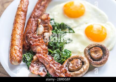 Uova fritte con pancetta Foto Stock