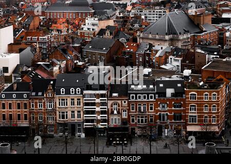La città di Leuven dall'alto. Foto delle biblioteche accademiche di Leuven, Belgio Foto Stock