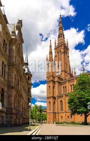 Marktkirche la più antica e la più grande chiesa protestante in Wiesbaden; costruito da Carl Boos come 'Nassauer Landesdom' Foto Stock