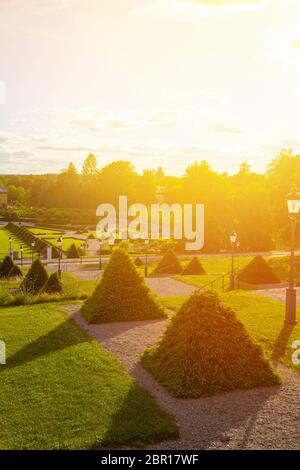 Vista di uno dei più antichi giardini botanici del mondo - il giardino di Linneo, che si trova vicino all università di Uppsala. Foto Stock