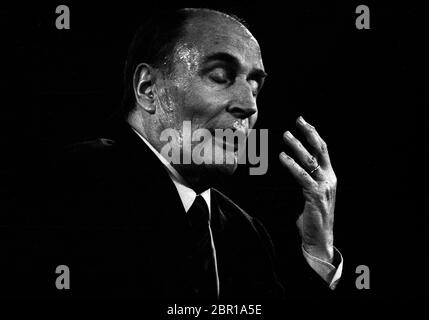 Presidente Francois Mitterrand, Tolosa 1988. Campagna a Tolosa, Francia sud-occidentale Foto Stock