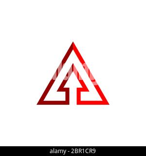 Disegno di illustrazione del modello di logo Triangolo rosso della linea di freccia. EPS vettoriale 10. Foto Stock