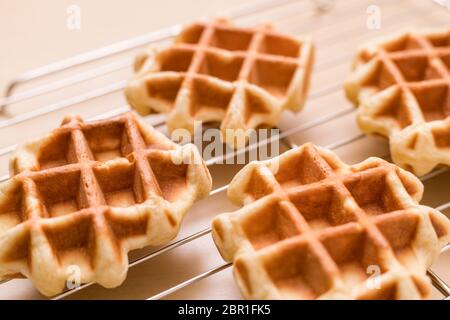 Waffle belgi fatti in casa Foto Stock