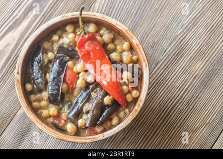 Melanzane e curry di ceci Foto Stock