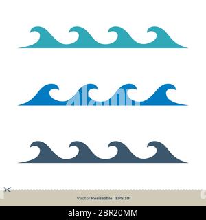 Impostare disegno grafico modello logo Wave Water Vector Foto Stock