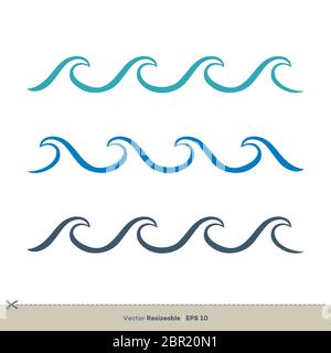 Impostare disegno grafico modello logo Wave Water Vector Foto Stock